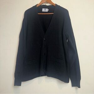 Vintage Blueberry Knitting Inc Cardigan Sweater Mens XL Black Preppy Academia